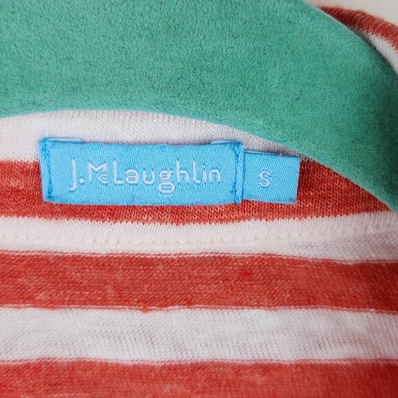 J. McLaughlin Brynn Linen Button Up Shirt in Stripe sz S Flawed - Picture 6 of 11